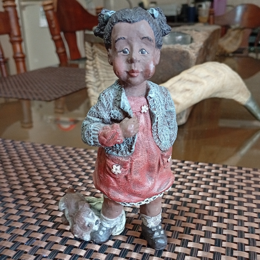 Sarah's Attic Charming Girl Figurine with Bunny - Multicolor